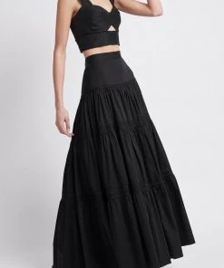 Aje. Recurrence Tiered Maxi Skirt In Black Just In