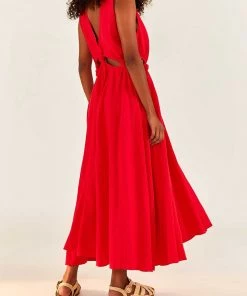 FARM Rio Redcutout Midi Dress