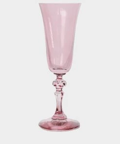Estelle Colored Glass Regal Flute In Rose - Set Of 6