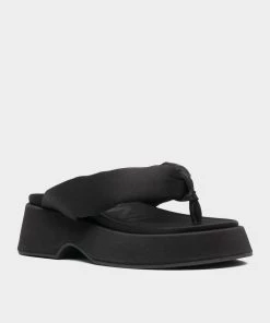 GANNI Retro Padded Thing Sandals In Black