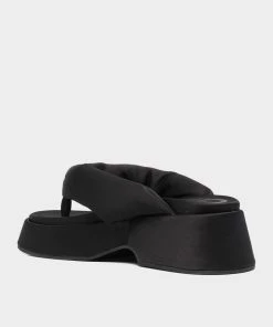 GANNI Retro Padded Thing Sandals In Black