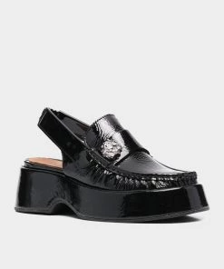 GANNI Retro Platform Slingback Loafers In Black Just In