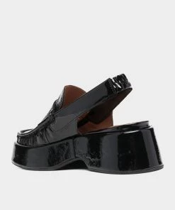 GANNI Retro Platform Slingback Loafers In Black Just In