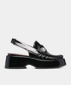 GANNI Retro Platform Slingback Loafers In Black Just In
