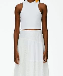 Tibi Ribbed T-Shirt Cropped Tank In White Just In