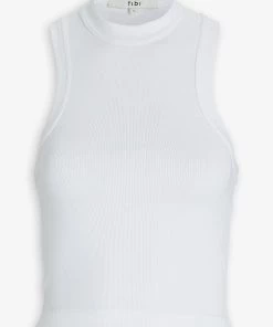 Tibi Ribbed T-Shirt Cropped Tank In White Just In