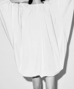 Gia Studios Just In Ruched Bell Sleeve Mini Dress In White