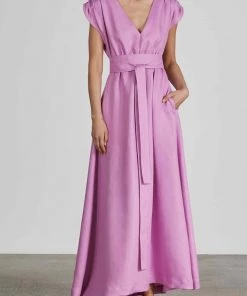 Bondi Born Saint Martin Organic Linen Dress In Helio Just In