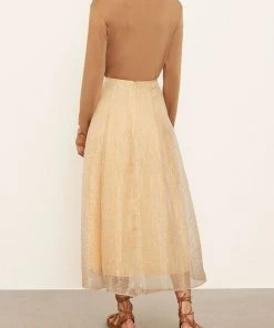 Vince. Just In Sheer Paneled Slip Skirt In Soft Pear