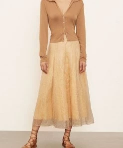 Vince. Just In Sheer Paneled Slip Skirt In Soft Pear