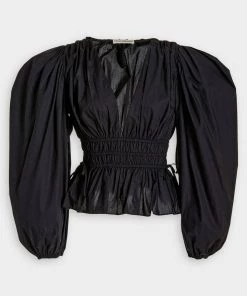 Ulla Johnson Just In Shira Blouse In Noir