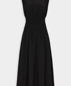 Matteau Shirred Boat Neck Dress In Black