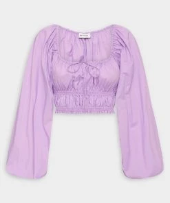Matteau Just In Shirred Decolette Blouse In Violet