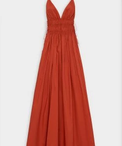 Matteau Shirred Triangle Dress In Terracotta Just In