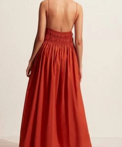 Matteau Shirred Triangle Dress In Terracotta Just In