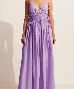 Matteau Just In Shirred Triangle Dress In Violet