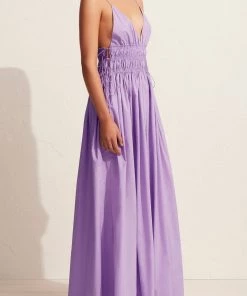 Matteau Just In Shirred Triangle Dress In Violet