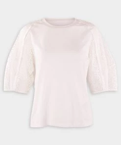 3.1 Phillip Lim Short Sleeve Broderie Anglaise Camp Shirt In Ivory