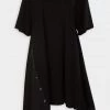 3.1 Phillip Lim Just In Short Sleeve Draped Combo T-Shirt Dress In Black