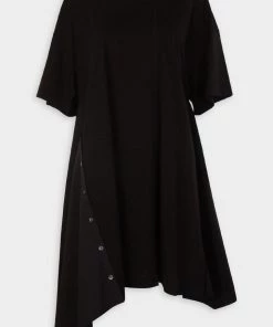 3.1 Phillip Lim Just In Short Sleeve Draped Combo T-Shirt Dress In Black