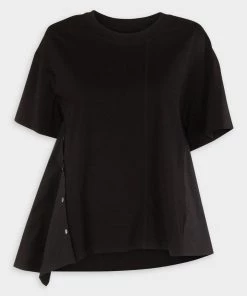 3.1 Phillip Lim Short Sleeve Draped Combo T-Shirt In Black Just In