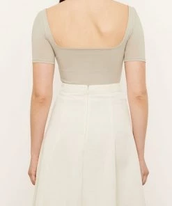 Vince. Short Sleeve Square Neck Tee In Light Dove Just In