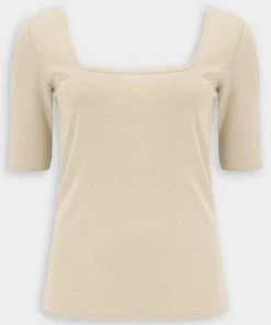 Vince. Short Sleeve Square Neck Tee In Light Dove Just In