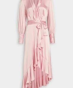 ZIMMERMANN Just In Silk Wrap Midi Dress In Blush