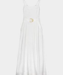Jonathan Simkhai Standard Just In Skye Washed Linen Belted Tank Dress In White