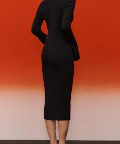 Solace London Sayen Midi Dress In Black Just In