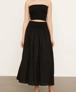 Vince. Smocked Tiered Skirt In Black