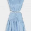 Aje. Just In Solstice Cut Out Ring Flip Mini Dress In Powder Blue