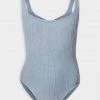 Hunza G Just In Square Neck Nile Swim In Metallic Airforce Blue Nile