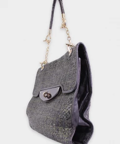 Olivia Vintage Stella McCartney Green & Black Leather Braided Handbag