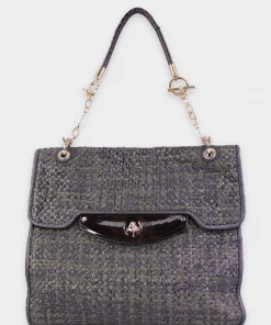 Olivia Vintage Stella McCartney Green & Black Leather Braided Handbag