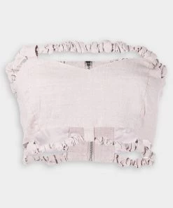 GANNI Strapless Crop Top In Light Lilac Just In