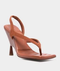 Gia Borghini Suede Thong Wedge Sandal In Caramel Just In