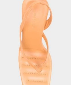 Gia Borghini Just In Suede Thong Wedge Sandal In Light Orange
