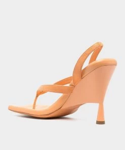Gia Borghini Just In Suede Thong Wedge Sandal In Light Orange