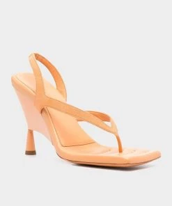 Gia Borghini Just In Suede Thong Wedge Sandal In Light Orange