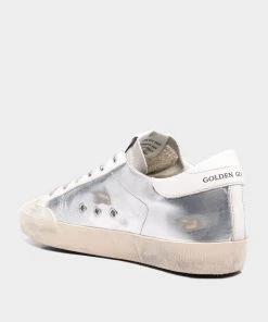Golden Goose Super-Star PenStar Laminated And Cocco Print Leather Sneaker In Silver Just In 6 Golden Goose Super-Star PenStar Laminated And Cocco Print Leather Sneaker In Silver Just In