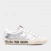 Golden Goose Super-Star PenStar Laminated And Cocco Print Leather Sneaker In Silver Just In