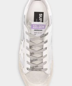 Golden Goose Super-Star PenStar Laminated And Cocco Print Leather Sneaker In Silver Just In 7 Golden Goose Super-Star PenStar Laminated And Cocco Print Leather Sneaker In Silver Just In