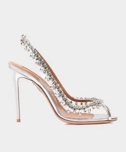 Aquazzura Just In Temptation Crystal Sandal 105 In Silver