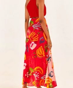 FARM Rio The Red One-Shoulder Knot Top