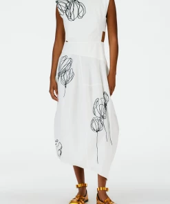 Tibi Tulipe Dress In White/Black Multi