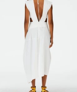Tibi Tulipe Dress In White/Black Multi