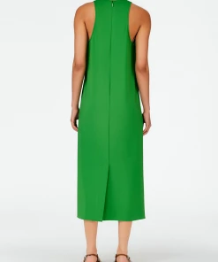 Tibi Just In Serpentine Jersey Tank Dress In Leaf Green