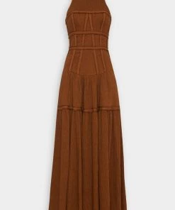 Aje. Tidal Corset Midi Dress In Coffee Just In