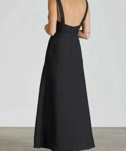 Bondi Born Tobago Organic Linen Dress In Black Just In